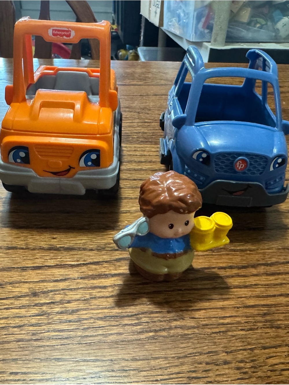 Fisher-Price Little People Orange and Blue Toy Trucks with Little Figure